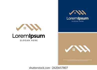 Elegant home construction concept logo design template