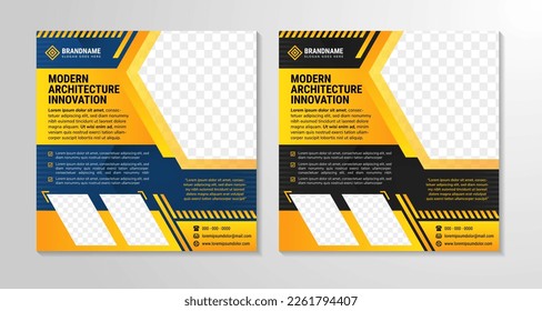 Elegant Home Sale Social Media Banner and post template. square shape background with black and blue gradient colors. yellow element decoration vector illustration. Space with photo collage.