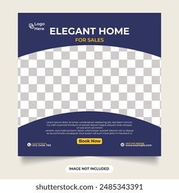 Elegant home selling business template. Minimalist real estate business promotion web banner. modern Home for selling social media post. Real estate house property facebook and Instagram post.