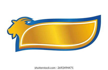 An elegant horizontal badge or banner element with a gold background and a stylized goat head logo outline. Ideal for food, dairy, or premium brand labeling.