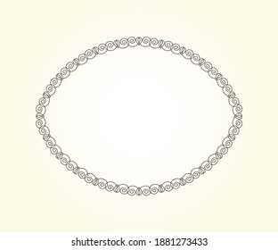 Elegant  horizontal  oval retro frame.Place or textf.Linear design.