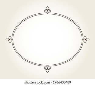 Elegant  horizontal  oval retro frame.Place or textf.Linear design.