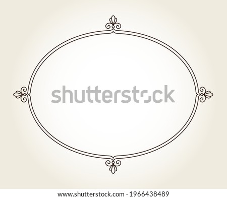 Elegant  horizontal  oval retro frame.Place or textf.Linear design.