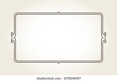 Elegant horizontal retro frame.Place or textf.Linear design.