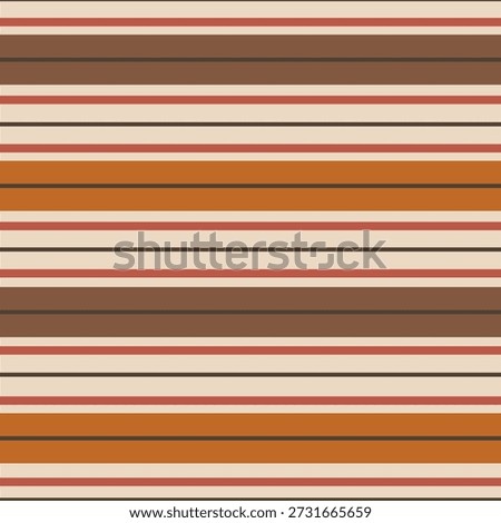 Elegant horizontal stripes in warm earthy tones. Seamless vector pattern background in autumn pumpkin orange, brown and neutrals. Sophisticated striped backdrop. Irregular stripy repeat for cozy fall