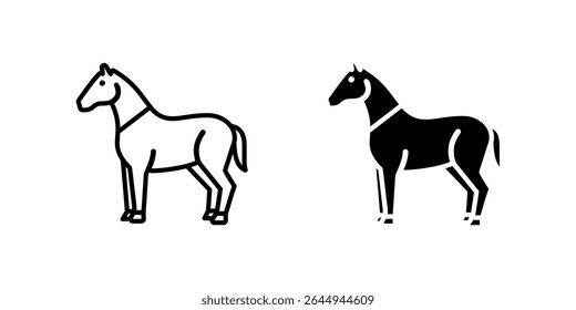 Elegant horse animal icon set representing farms, equestrian sports, and rural life. Great for agriculture, nature, and racing themes.