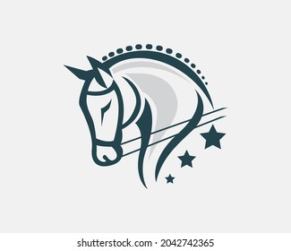 Elegant Horse Head Equestrian Sport Stallion Logo Template Illustration