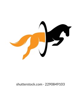 Elegant horse icon Royal stallion logo with slogan template