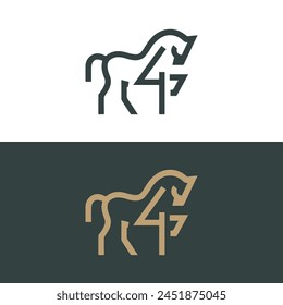 Elegant horse icon. Royal stallion logo. Equine stables sign. Equestrian brand emblem. Vector illustration.