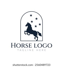 Elegant horse logo icons. Royal stallion symbol design. Equine stables sign. Equestrian brand emblems. Vector illustration.