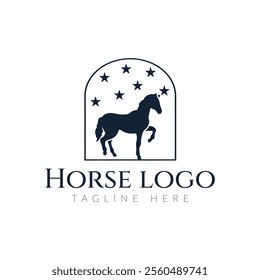 Elegant horse logo icons. Royal stallion symbol design. Equine stables sign. Equestrian brand emblems. Vector illustration.