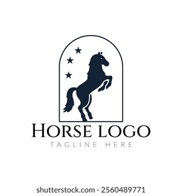 Elegant horse logo icons. Royal stallion symbol design. Equine stables sign. Equestrian brand emblems. Vector illustration.