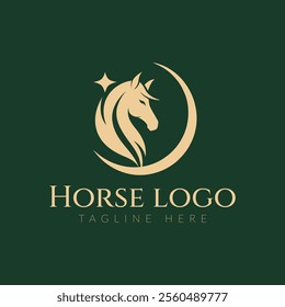 Elegant horse logo icons. Royal stallion symbol design. Equine stables sign. Equestrian brand emblems. Vector illustration.