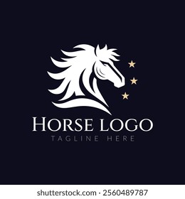 Elegant horse logo icons. Royal stallion symbol design. Equine stables sign. Equestrian brand emblems. Vector illustration.