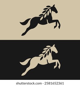 Elegant Horse Silhouette with Leaf Mane Design