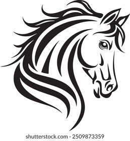 Elegant Horse Silhouette Vector Design for Adobe Illustrator, horse head silhouette, horse head vector, head