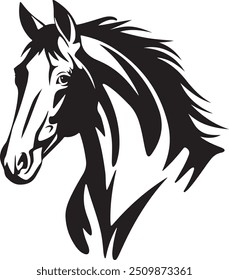 Elegant Horse Silhouette Vector Design for Adobe Illustrator, horse head silhouette, horse head vector, head