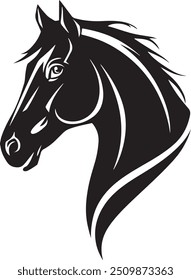 Elegant Horse Silhouette Vector Design for Adobe Illustrator, horse head silhouette, horse head vector, head