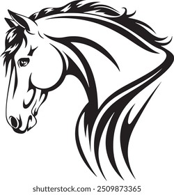 Elegant Horse Silhouette Vector Design for Adobe Illustrator, horse head silhouette, horse head vector, head