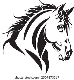 Elegant Horse Silhouette Vector Design for Adobe Illustrator, horse head silhouette, horse head vector, head