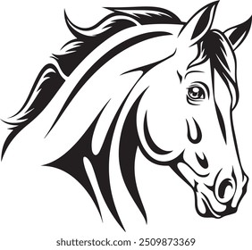 Elegant Horse Silhouette Vector Design for Adobe Illustrator, horse head silhouette, horse head vector, head