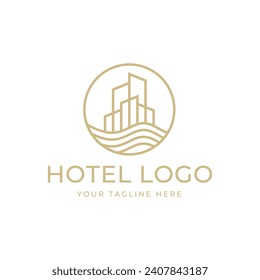 Plantilla de vectores de iconos de los logotipos de hoteles elegantes
