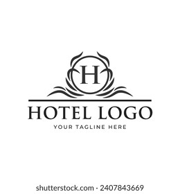 Plantilla de vectores de iconos de los logotipos de hoteles elegantes
