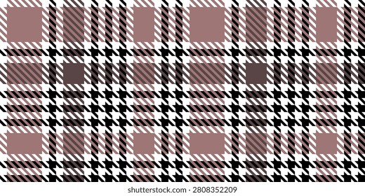 Elegant houndstooth check textile with brown tan and black geometric weave pattern