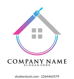 Logo del vector de pintura de una casa elegante