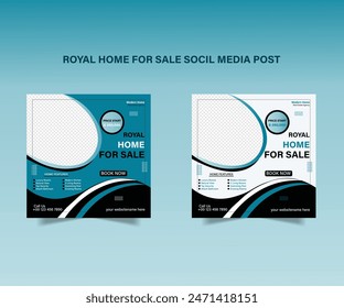 Elegant house sale social media post layout design for real estate agency, real estate editable square graphic banner post design with simple element. 