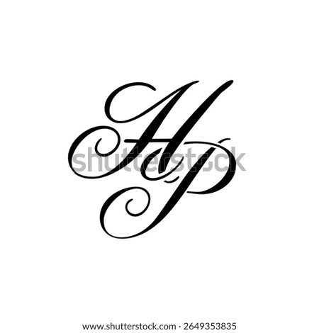 Elegant HP Monogram Logo in Black Script – Luxury Calligraphy Initial Design on White Background