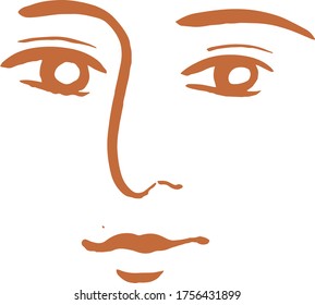 elegante terracota humana vectorial ilustración facial arte moderno dibujado a mano / belleza moda mujer cara / retrato simple