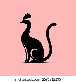 Elegant Hybrid Creature – Rooster and Cat Fantasy Silhouette