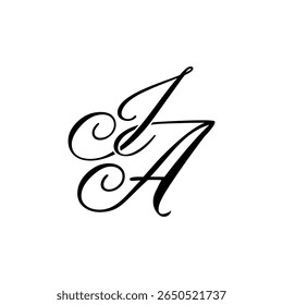 Elegant IA Monogram in Black Script – Stylish Calligraphy Initial Logo on White Background