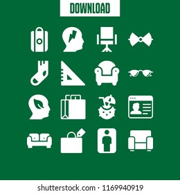 elegant icon. 16 elegant vector set. cocktail, sofa, square and sunglasses icons for web and design about elegant theme