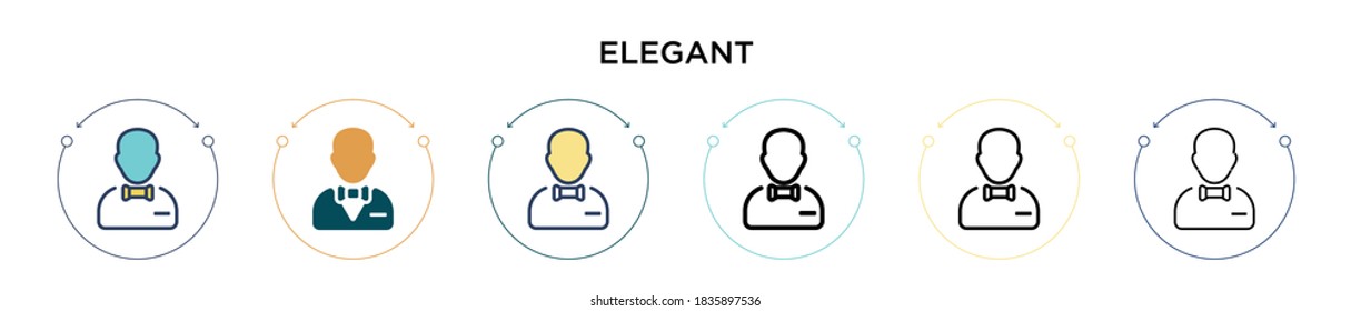 Elegant icon in filled, thin line, outline and stroke style. Vector illustration of two colored and black elegant vector icons designs can be used for mobile, ui, web