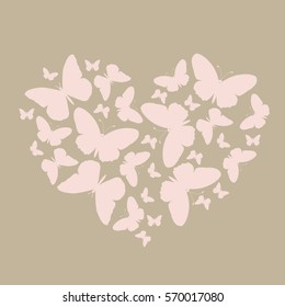 icono elegante muchas mariposas rosas en forma de corazón. patrón para saludar o invitar a una boda o el día de San Valentín. ilustración vectorial