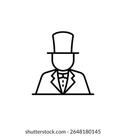 Ícone Elegante De Uma Pessoa Usando Chapéu E Terno Superior Com Bowtie