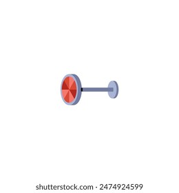 Eine elegante Ikone der Piercing-Accessoires. Vektorillustration von stilvollen runden Titan-Nase und Augenbrauen-Ohrringe auf weißem Hintergrund, Seitenansicht.