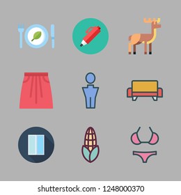 elegant icon set. vector set about skirt, entrances, chestnut icon and man icons set.