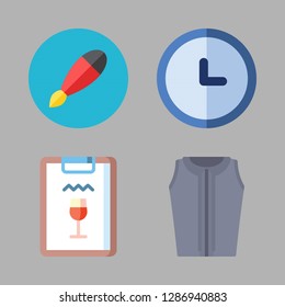 elegant icon set. vector set about restaurant, blouse, pen and clock icons set.