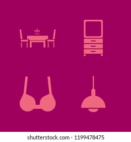 elegant icon. elegant vector icons set dining table restaurant, brassiere, dresser mirror and chandelier