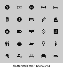 elegant icon. elegant vector icons set sofa, armchair, square barcode box and car key signal