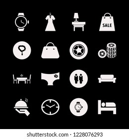 elegant icon. elegant vector icons set watch face, shopping bag, necklace and bed