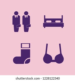 elegant icon. elegant vector icons set double bed, businessmen, brassiere and sock