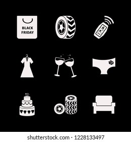 elegant icon. elegant vector icons set evening dress, car wheels, car key signal and armchair