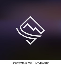 ​Simple elegant icon/logo of a mountains landscape with a road. Vector image.