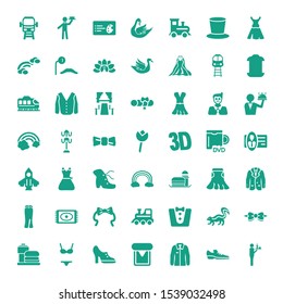elegant icons. Editable 49 elegant icons. Included icons such as Waiters, Leather Shoes, Formal Shirt, Carpet, High Heels, Lingerine Set, Tray, Bow Tie. elegant trendy icons for web.