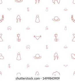 elegant icons pattern seamless white background. Included editable line dress, panties, woman hairstyle, tulip, woman hat, necklace icons. elegant icons for web and mobile.