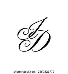Elegant ID Monogram in Black Script – Stylish Calligraphy Initial Logo on White Background